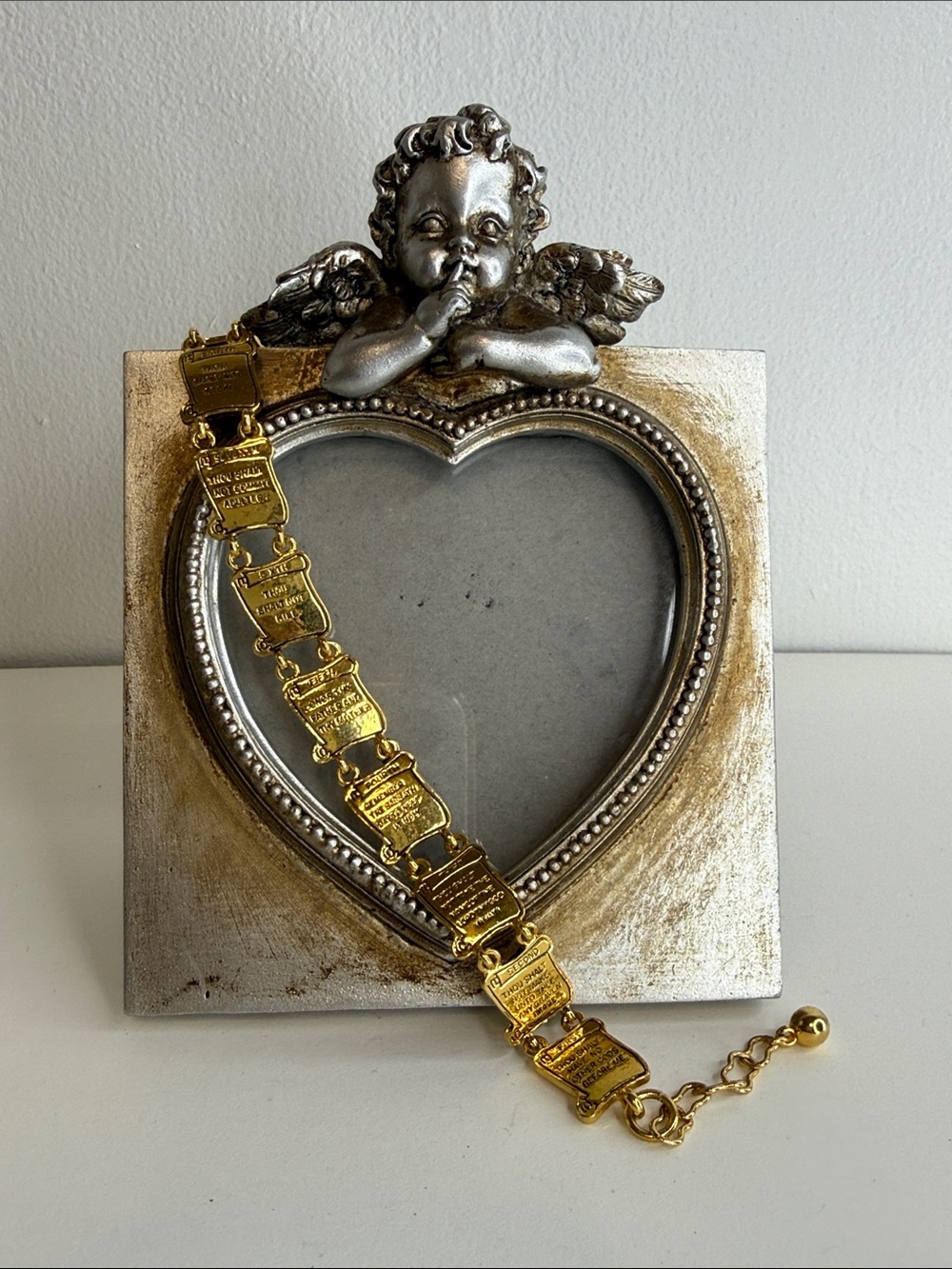 Ten Commandments Gold Tone Bracelet